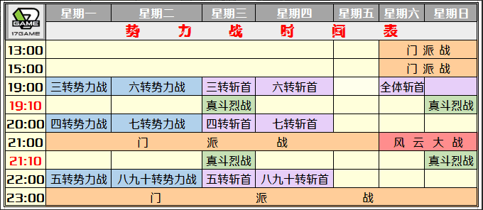 势力战时间表2020